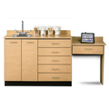 Clinton Cabinet w/2 DRS, 5 DWRS & Desk, Gray Top, Maple Cabinet 8048-99-0GR-1MP